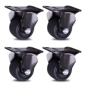 Set di Ruote Girevoli Nere per Banco da Lavoro Resistente, in Plastica PP, Profilo Basso, Ruote Industriali da 3 Pollici con Zerks - Product Image 1