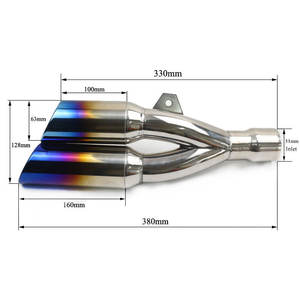 Silencieux d'échappement à double sortie en acier inoxydable à bouche inclinée pour moto pour moufle d'échappement à grande cylindrée 100-1000cc - Product Image 6