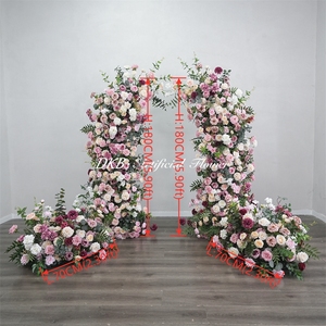 Romantic Pink <b>Hydrangea</b> Rose Horn Arch Wedding Stage Decor Floor Flower Row Event Prop - Product Image 2