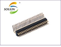 Soulin SMT 1.27x2.54mm pas mâle connecteur de fil électrique entrée inférieure 0.8mm simple/Double rangée plastique laiton pour PCB