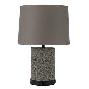 Lampe de table grise en béton moucheté, éclairage de bureau/chevet de style industriel avec prise USB et CA - Product Image 1