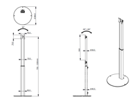 Support de tablette universel rotatif à 360 degrés en métal pour tablette PC Support de sol intégré avec gestion des câbles Hauteur réglable 700-1200 mm 9,7''-13''