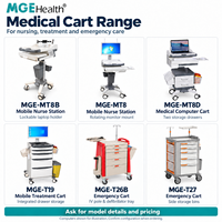 Chariot médical moderne en fer à 4 tiroirs, support de moniteur, plateau pour clavier, chariot informatique, support de moniteur 22 pouces, silencieux, pour hôpital