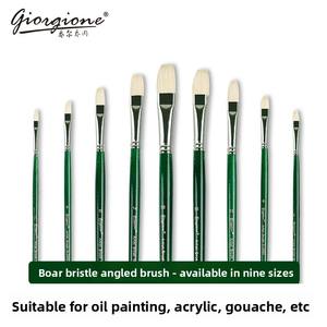 Pincel de cerdas de cerdo de cabeza plana <span class=keywords><strong>Giorgione</strong></span>, paquete individual, mango largo de plástico, para pintura al óleo y gouache, ideal para estudiantes de arte. - Product Image 2