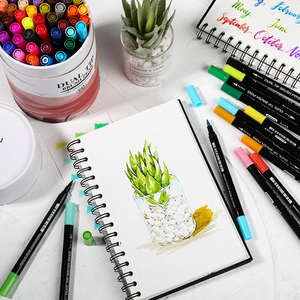 Bolígrafos de pincel de Punta doble de <span class=keywords><strong>60</strong></span> colores promocionales, rotuladores de pluma de acuarela de dibujo, bolígrafo de pincel de acuarela de fábrica personalizado para pintar - Product Image 4