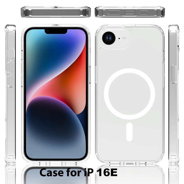 Luxury New Products Tpu Acrylic Anti-fall Phone case for iPhone 16E Magnetic Transparent Mobile Phone Cases for iPhone 16E
