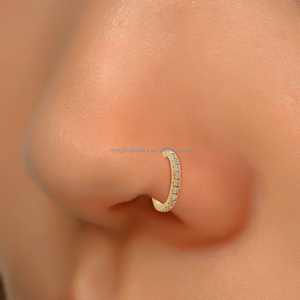 Véritable 14K Or <span class=keywords><strong>Fine</strong></span> Jewelry Sans Couture Conçu Nez Anneau Boucle D'oreille Clip Piercing Muti Tailles Cartilage Friendly Find Perfect Jewelry - Product Image 3