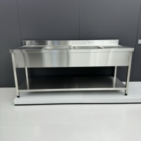 Équipement de cuisine commercial GROCHOO, évier de cuisine personnalisé en acier inoxydable 201/304 à quatre bacs, finition brossée mate, anti-corrosion