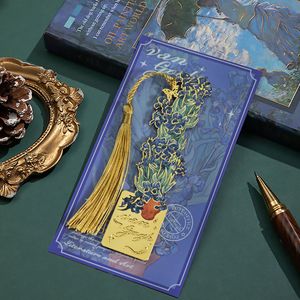 Marque-page en métal Zhi Shu, thème peinture Van Gogh, design ajouré, emballage coffret cadeau, cadeau pour étudiants et enseignants - Product Image 4