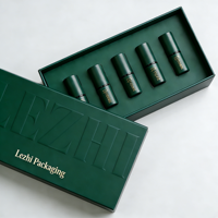 Coffret Cadeau Rigide Personnalisé de 5 Rouges à Lèvres Liquides avec Fermeture Magnétique, Kit de Maquillage Brillant à Lèvres Mat, Boîte d'Emballage avec LOGO en Relief