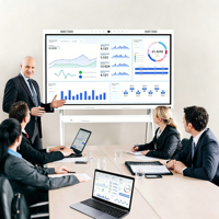 Tableau blanc interactif intelligent à écran tactile multipoint LCD 4K de 55/65/75 pouces, 40 points interactifs, avec cadre métallique pour l'éducation