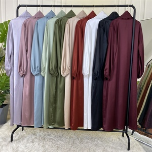 1917# Most Wanted High Quality Satin Open Abayas With Wide Sleeves Muslim Women Abaya Dresses Classic 10 Colors - Product Image 6