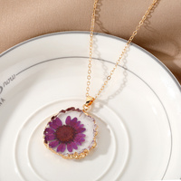 Accessoire de mode époxy véritable fleur pendentif collier Transparent Style pastoral Simple bijoux fleur collier