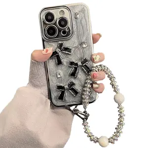 MAXUN di lusso di moda placcato Gel di gomma inchiostro tridimensionale colla a goccia cassa del telefono per iPhone 11 12 13 14 15 ProMax Cover