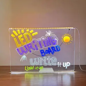 아크릴 브래킷 지울 수있는 실내 창조적 인 led 야간 조명 USB LED 메시지 쓰기 노트 led 광고판