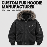 Büyük Beden Eskitme Fransız Havlusu Kapüşonlu Sweatshirt-500gsm Suni Kürk Fermuarlı Unisex Kışlık Kazak