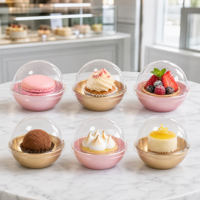 Boîte à pâtisserie ronde individuelle en gros, emballage transparent à dôme pour desserts, idéale pour Mochi au jaune d'œuf, gâteau de lune, choux à la crème et autres produits en blister.