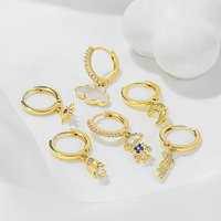 Ensemble de bijoux fins 6 pièces/ensemble, boucles d'oreilles créoles, pendentif en carton, forme de robot lunaire, plaqué or 18 carats, ensemble de boucles d'oreilles pour fille