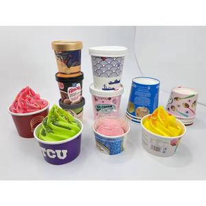 Biodegradable Environmentally Friendlypaper Cup, Used for Ice Cream Yogurt, With a Lid and Customizable Logo - Product Image 1