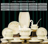 Service de table en porcelaine fine à motifs floraux, vaisselle de luxe en céramique de Jingdezhen pour la maison et les cadeaux