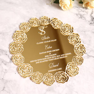 웨딩 파티 이벤트 레스토랑을위한 인기있는 디자인 골드 미러 아크릴 꽃 메뉴 카드 디자인 - Product Image 1