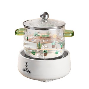 Summer Cactus Glass Soup <b>Pot</b> 1.4L With <b>Lid</b> Heat Resistant For Stove Cooking - Product Image 5
