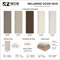 Panneau de porte intérieur en grain de bois, revêtement de porte en MDF mélaminé, approvisionnement en gros