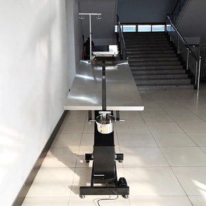 Table d'opération vétérinaire électrique EURVET économique en acier inoxydable 304 avec double plateau, double évier et crochets pour bandages - Product Image 2