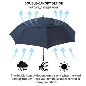 Parapluie de golf personnalisé avec logo imprimé, design anti-vent, tissu pongé 190T avec système de ventilation, vente en gros - Product Image 2