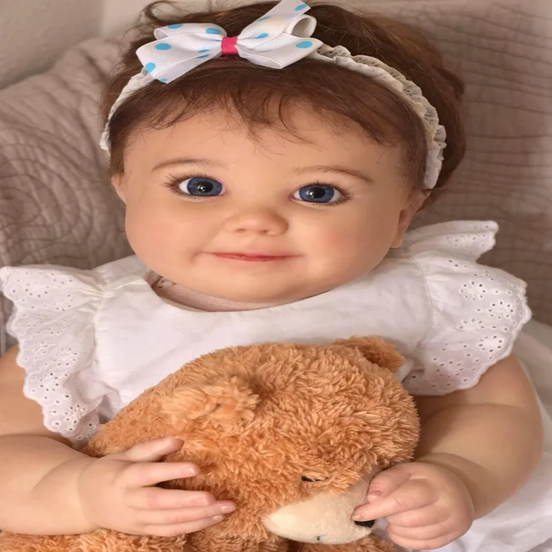 NPK 60CM 거대한 아기 Reborn 유아 6 월 깨어라 실물 같은 3D 피부 페인트 창세기 페인트 장난감 성인 소장