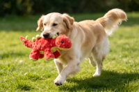 Jouet en peluche pour chien dinosaure couineur en tissu recyclé, jouet à mâcher pour animaux de compagnie avec couineur BB et papier froissé, jouet interactif pour chiot pour le nettoyage des dents