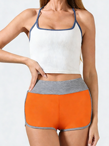 Lot de 3 shorts de sport taille haute pour femme, taille standard, avec bordure contrastée, extensibles, pour l'entraînement et les loisirs - Product Image 5