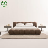 Cadre de lit Queen style pin, mobilier de maison minimaliste antique, en MDF durable, base de lit King/Queen en frêne