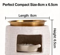 Diffuseur d'aromathérapie en céramique, chauffe-bougie 8x6,5 cm, brûleur d'huiles essentielles pour la maison, le bureau, le spa, la relaxation