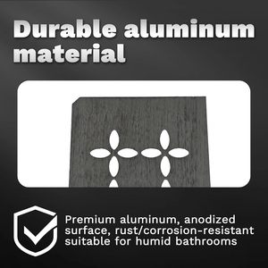 Mensola per Doccia in Alluminio Spazzolato Nero, Mensola Rettangolare per <span class=keywords><strong>Bagno</strong></span> con Design Floreale, Adatta per Nicchie Prefabbricate in Piastrelle - Product Image 4