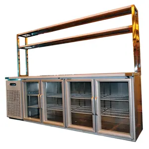 Bar Fridge 4 Glass Door Under Counter Beverage Cooler Undercounter Restaurant Refrigerator Cabinet Refrigeration Equipment