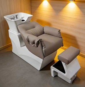 Barbershop Internet Celebrity Minimalist Hair Wash <b>Bed</b> Hair Salon Ceramic Deep Basin Flushing <b>Bed</b> Hair Salon Exclusive - Product Image 1