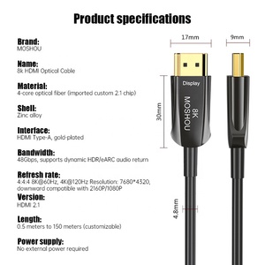 HDMI 2.1 calble AOC sợi quang 8K 60Hz 4k 2k tùy chỉnh chiều dài ODM/OEM siêu tốc độ cao CL3 đánh giá HDCP 2.2 & 2.3 earc cho ps5 - Product Image 6