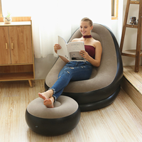 Canapé gonflable d'extérieur avec repose-pieds gonflable, chaise en PVC, idéal pour le camping familial en plein air, chaise longue pliable