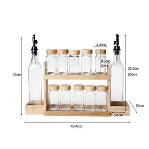 Estante para Condimentos de Bambú y Madera de Varias Capas con Soporte, Juego de Frascos de Vidrio para Almacenamiento de Alimentos, Estante para Especias de Cocina para Escritorio - Product Image 4