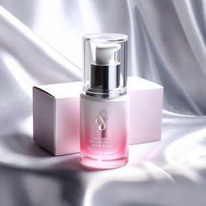 Sang trọng vít nắp chăm sóc da mặt lớp biểu bì tóc dầu thả chai mờ trong suốt màu hồng Gradient thủy tinh nhỏ giọt tinh dầu chai - Product Image 2