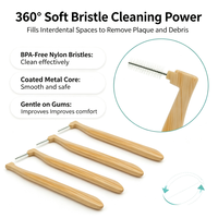 Brosse interdentaire réutilisable en bambou antibactérien, cure-dents en bois biodégradables avec poils en nylon pour l'hygiène bucco-dentaire