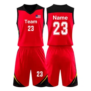 Benutzer definierte Großhandel Design Retro Sublimation Wende Basketball Kinder Unterhemden Westen Kit Set Shirt Männer Basketball Uniform Jersey