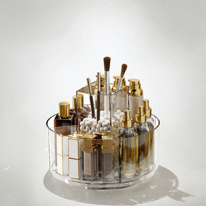 <span class=keywords><strong>Porta</strong></span> Pennelli da Trucco Classico in Acrilico Girevole con Design a Iniezione, Organizzatore da Scrivania Trasparente Lazy Susan per Cosmetici - Product Image 2