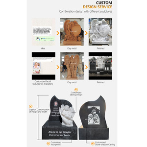 MILY Lápida Doble de Mármol Blanco Natural con Forma de Corazón de Ángel, Duradera y Personalizada para <span class=keywords><strong>Cementerio</strong></span> Exterior - Product Image 4