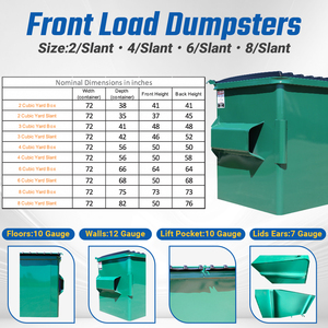 Manufactory Direct 2 Yard Construction Dumpster Container Front Lift <strong>Recycling</strong> Rectangle Bin Waste Treatment <strong>Machinery</strong> - Product Image 5