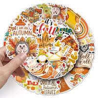 50 pegatinas de PVC impermeables con dibujos animados de grafiti para la temporada de otoño, decoración DIY en inglés para vasos, cuadernos y fundas de teléfono.