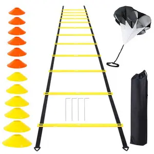 Einstellbare Sport Fußball Fußball Geschwindigkeit strain ings ausrüstung Agility Ladder Hurdles Kit Set