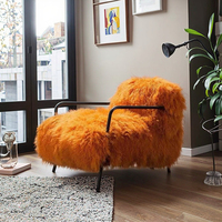 Fauteuils en tissu pour salon, design italien moderne et luxueux, fauteuil de détente en laine de mouton