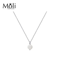 Collier ras-de-cou tendance avec pendentif en perle de culture d'eau douce de 12-13 mm, plaqué platine, en argent sterling, idéal pour un cadeau